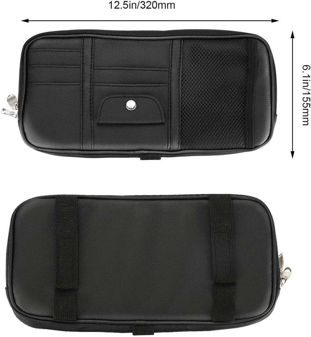 PU-Leder Kofferraum SUV Sonnenblende Zubehör Organizer Tasche Tasche für Kartenlizenz, Dokumente, Brillen
