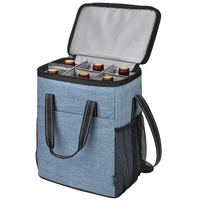 Blaue große Schulter-Picknick-Weinkühltasche mit Flaschenhalter für Männer und Frauen