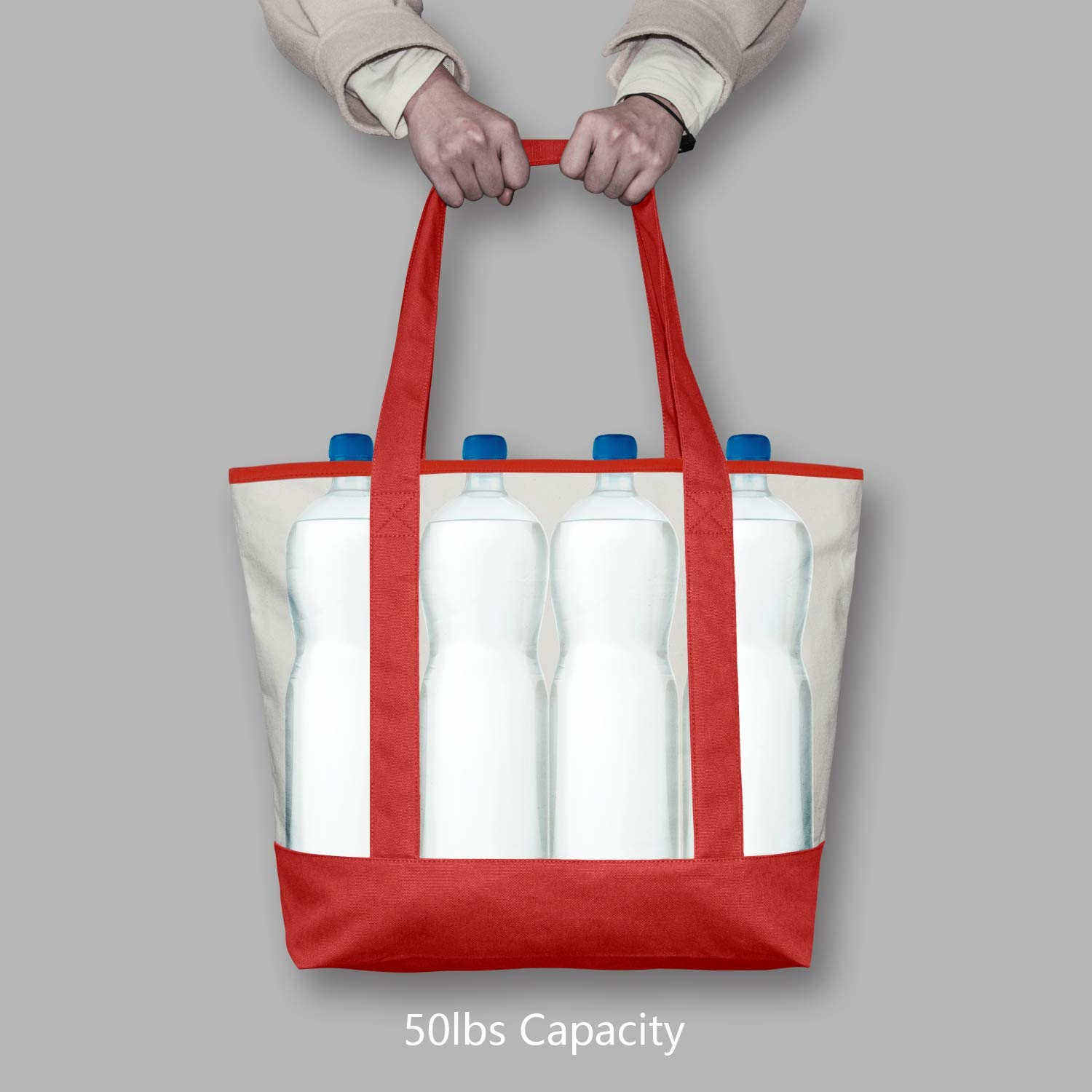 Großhandel Open Top Canvas wärmeisolierte Tote Lunch Camping Bag Kühler für Lebensmittel mit Außen- und Innentaschen