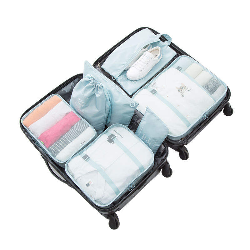 benutzerdefiniertes Logo 6-teilige Packwürfel für die Reise Faltbares Reisewürfel-Set Leichte Gepäckaufbewahrungstasche