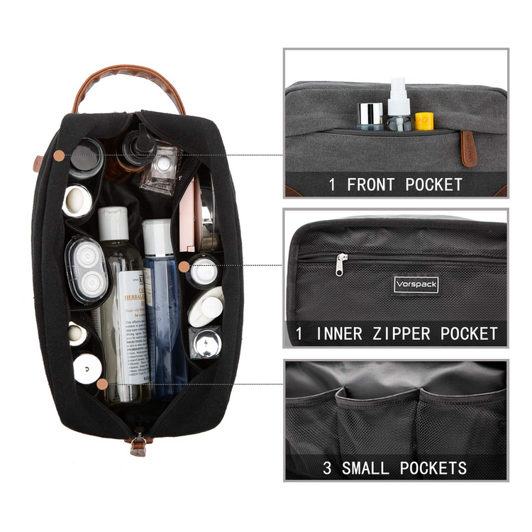 hochwertige strapazierfähige Kulturtasche aus Segeltuch für Herren, tragbare Reise-Kulturtasche zur Aufbewahrung von Rasierzubehör