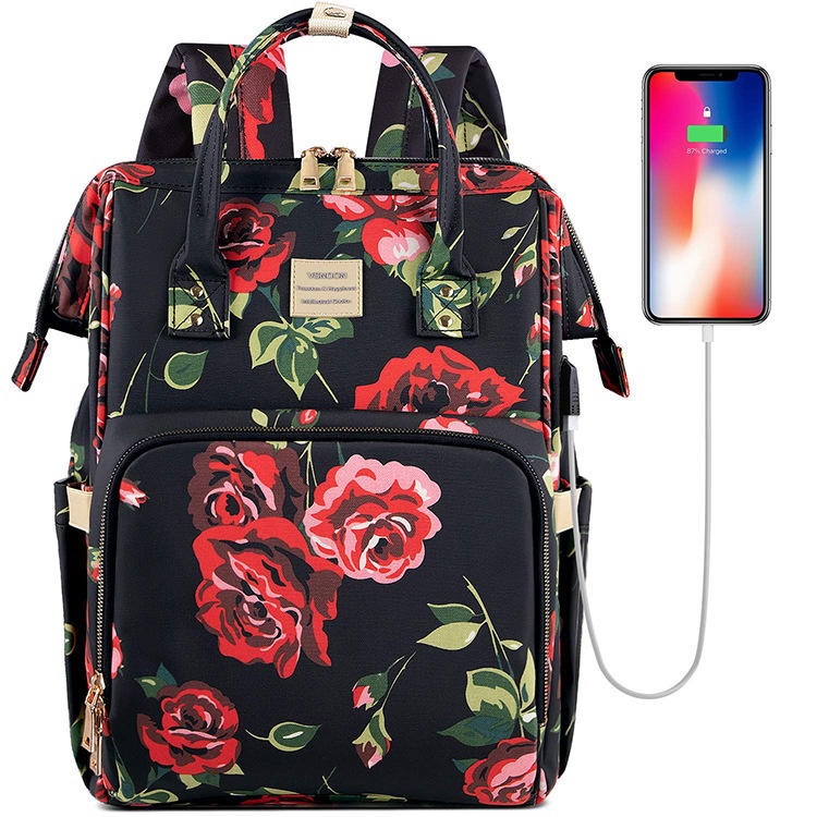 Amazon Hot Selling Lady Mummy Backpack Wasserdichte Freizeit mit USB-Aufladung Customized LOGO Backpack