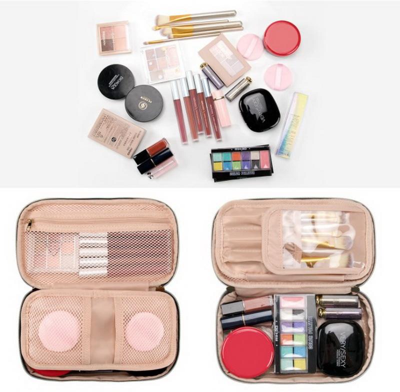 Personalisierte tragbare Damen-Kosmetik-Organizer-Toilettenartikel-Make-up-Tasche Mädchen-Reise-Make-up-Tasche mit Ledergriff