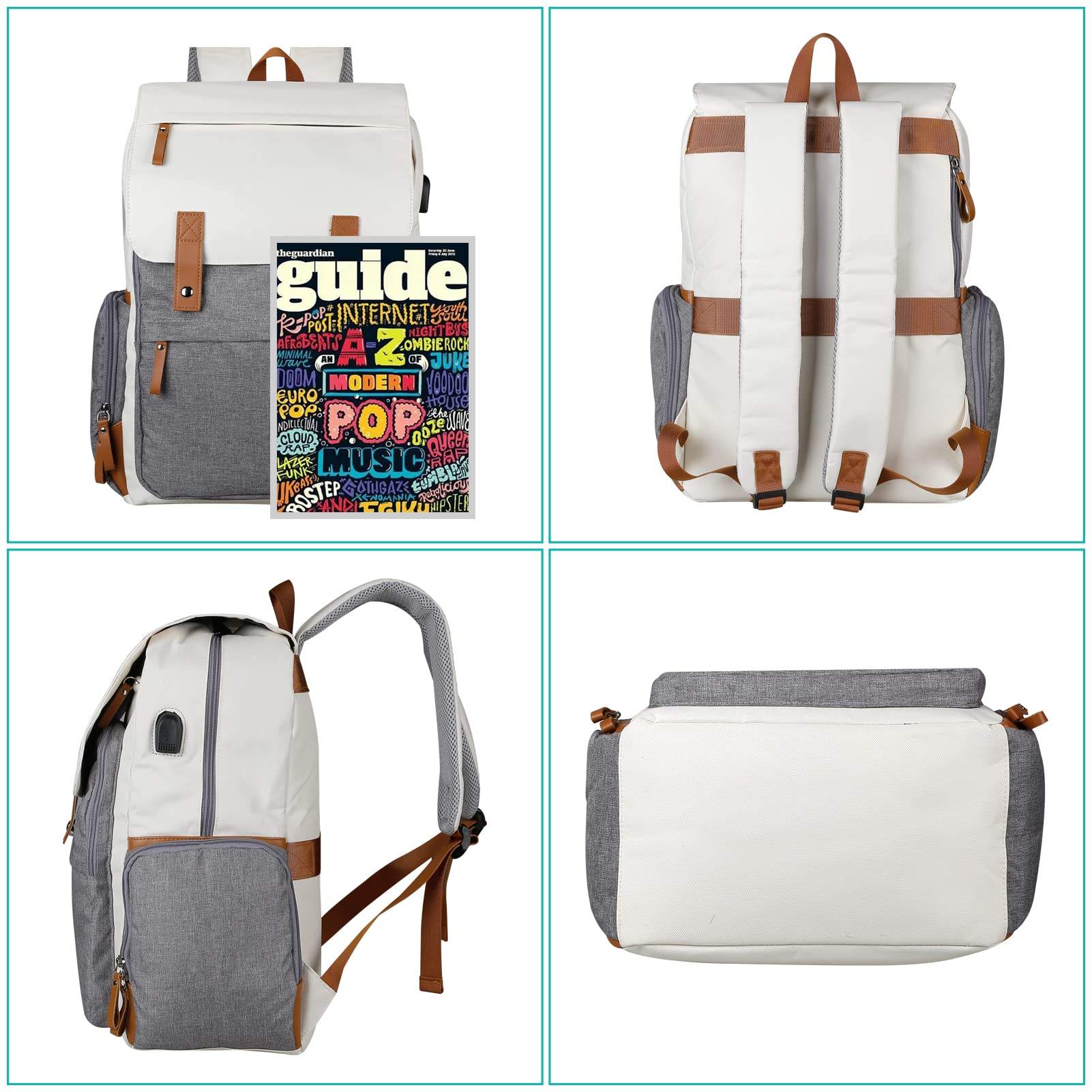 2022 Mode wasserfeste Bookbags Unisex 15,6-Zoll-Laptop-Schultaschen-Rucksack mit USB-Ladeanschluss