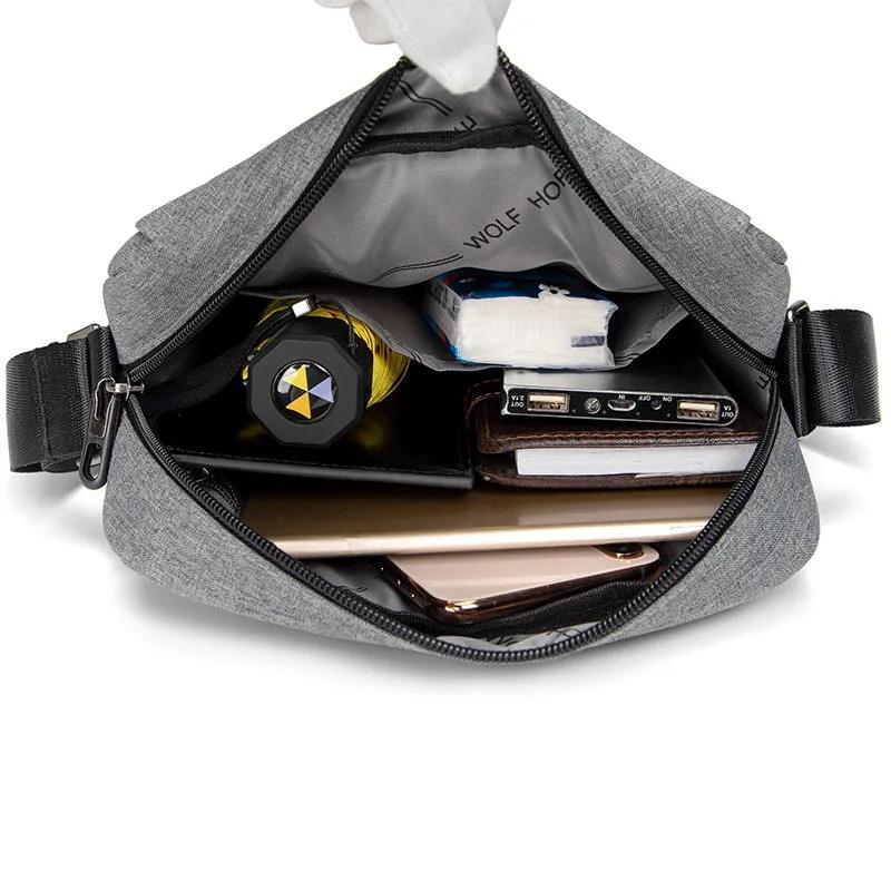 Mode-Umhängetasche für Männer Multi-Pocket-Oxford-Umhängetasche Anti-Diebstahl-Reise-Geldbörse und Sling-Umhängetasche