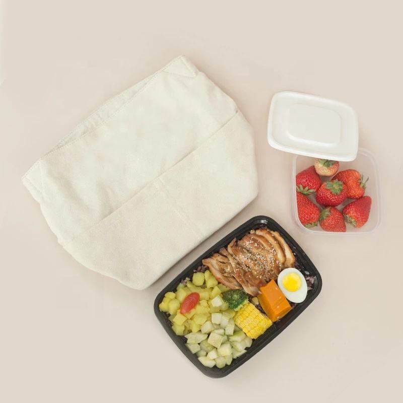 Tragbare Leinwand Lunch Bag Frauen Outdoor Camping Wandern Picknick Lebensmittel Kühltasche Reise Essen Lagerung Thermische Pakettasche Großhandel 