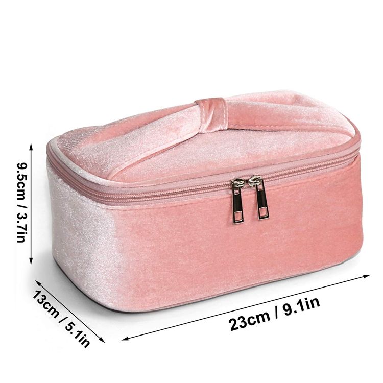 Luxuriöse Samt-Frauen-Make-up-Tasche Tragbare Kosmetik-Aufbewahrungstasche Schöne rosa Farbe Braut-Make-up-Tasche
