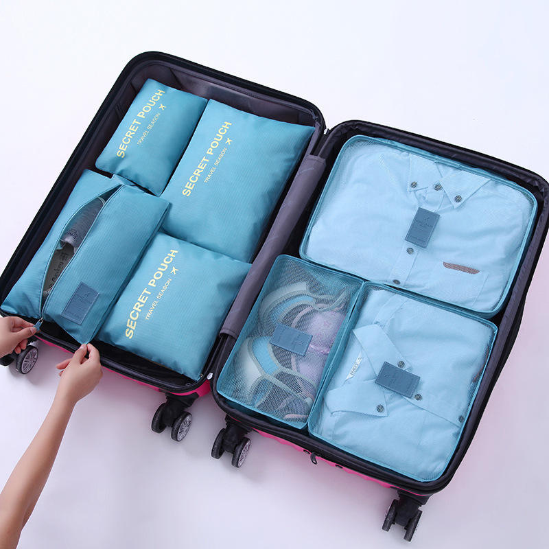 benutzerdefinierte Verpackung Reise-Organizer-Würfel-Set 7-teiliges Reise-Würfel-Set Faltbarer Koffer-Organizer Leichte Gepäckaufbewahrungstasche