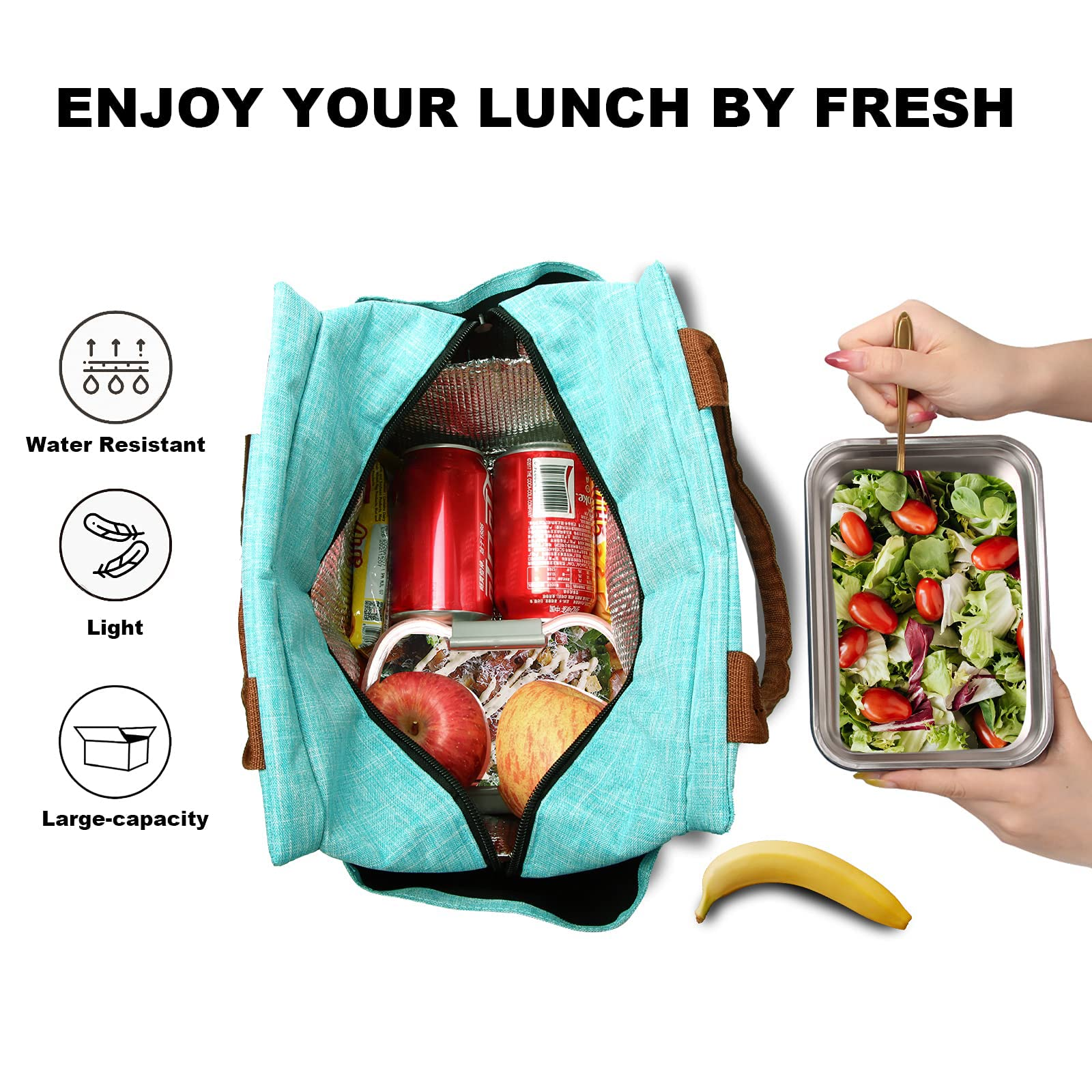 Benutzerdefiniertes Logo Damen Isolierte Lunchbox Große wiederverwendbare langlebige Kühltasche für Arbeit, Büro, Reise, Picknick