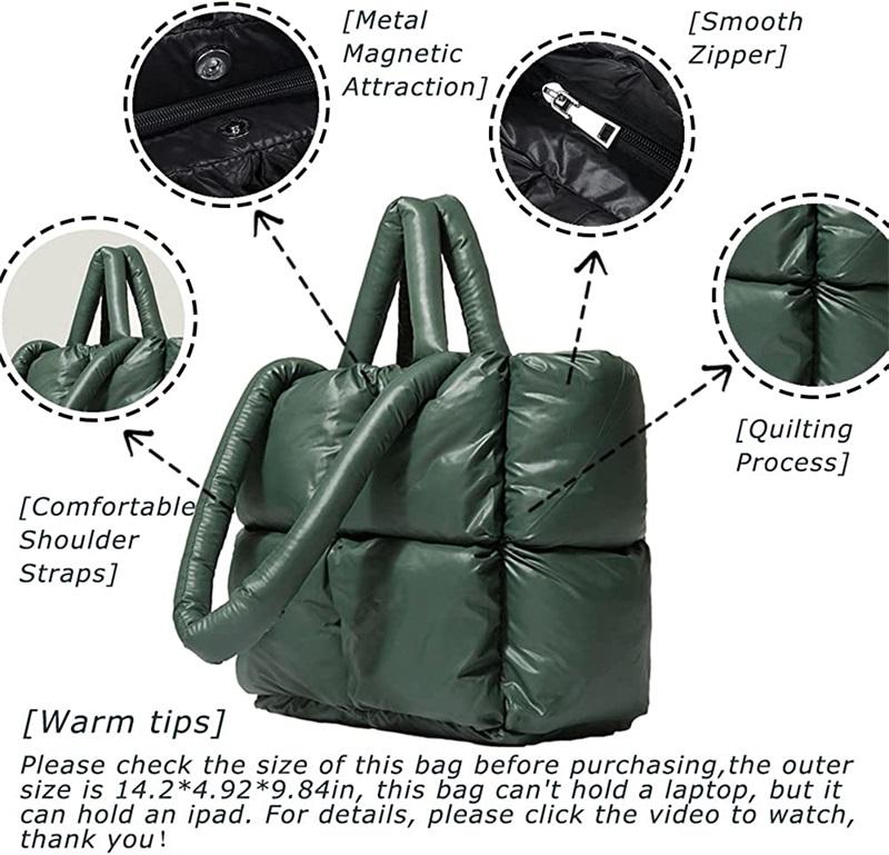 Gesteppte Puffer-Beutel-Frauen kundengebundene Einkaufstasche-große weich gefütterte Daunen-Winter-Handtaschen-Nylon-Kissen-Einkaufstasche