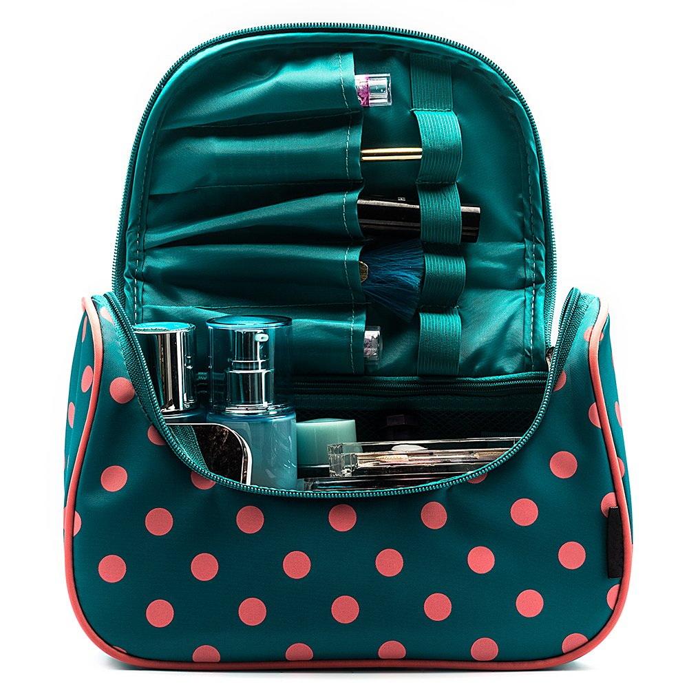 Niedliche Reise-Make-up-Tasche, niedliche Tupfen-Kulturtasche mit Griff für Mädchen, Kosmetik-Organizer für Frauen, Kosmetiktasche