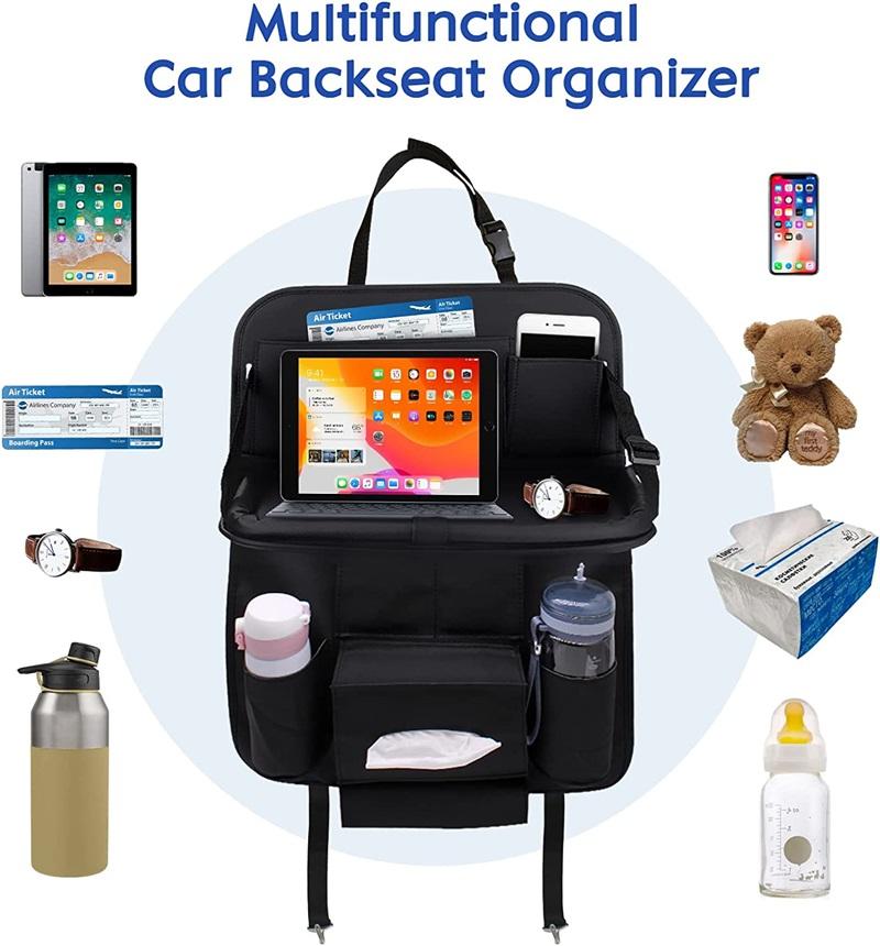 2er-Pack Auto-Rücksitz-Organizer aus PU-Leder mit faltbarer Tischablage Auto-Rücksitz-Organizer für Babys, Spielzeug, Getränke, Bücher, Stifte