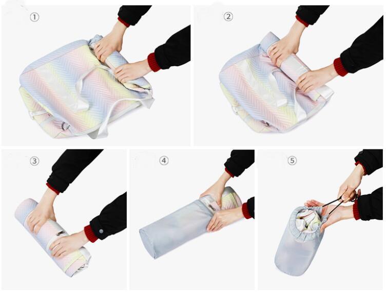 Faltbare Sport-Sport-Duffle-Reisetaschen aus holografischem Leder mit Schuhfach für Trocken- und Nasstaschen für Frauen