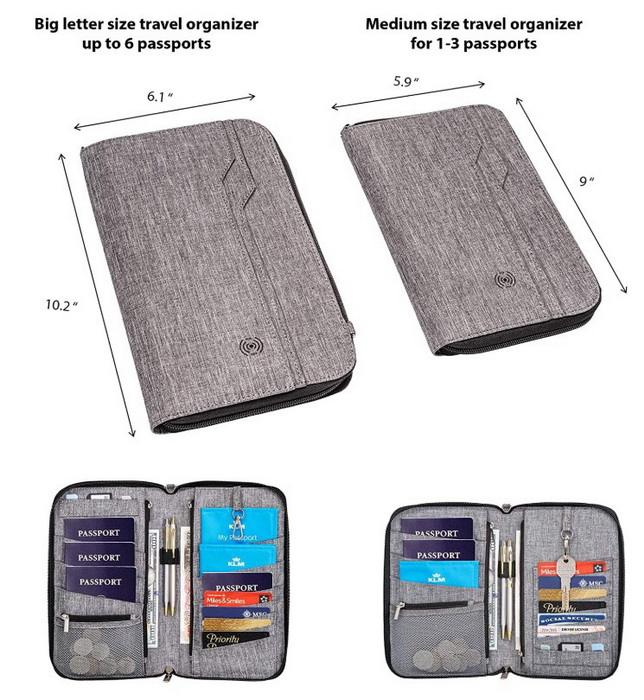 Benutzerdefinierter RFID-blockierender Reisepass-Kartenhalter-Geldbörsen-Familien-Dokumenten-Organisator-Beutel