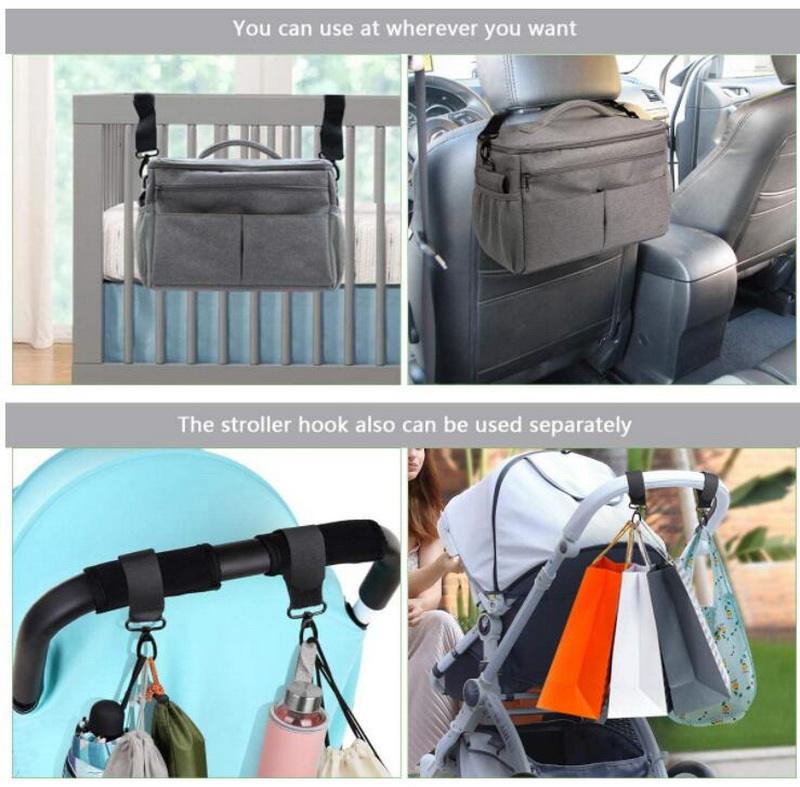 Große Kapazität Custom Travel Walking wasserdicht isolierte Kinderwagen Organizer Taschen Windel Aufbewahrungstasche mit verstellbarem Riemen