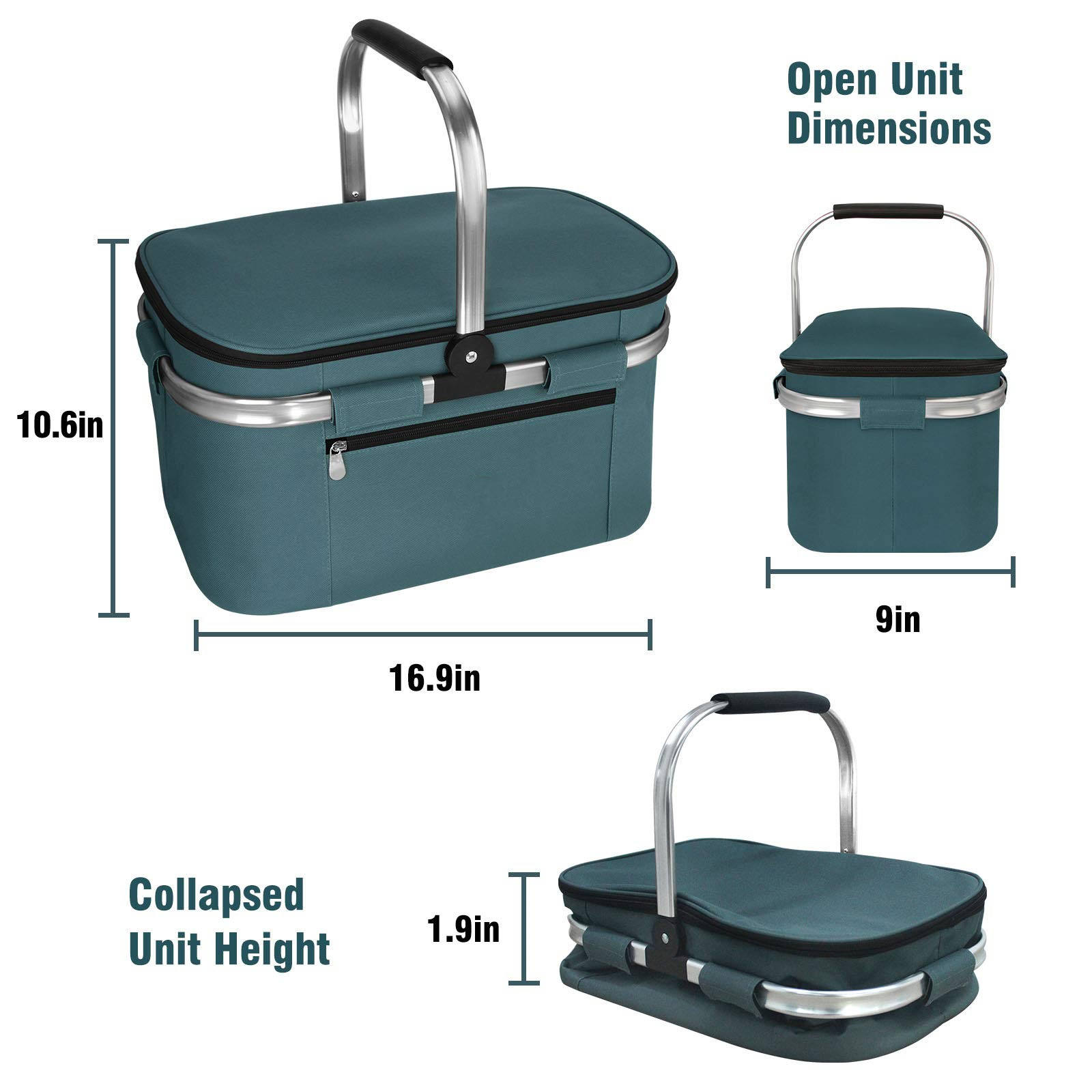 Isolierte Kühltasche Picknickkorb auslaufsicher zusammenklappbare tragbare Kühltasche für Reisen, Einkaufen, Camping