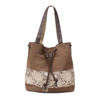 Amazon's Hot Sales Canvas Handtasche Damen Schultergurt Kordelzug mit bedruckter Einkaufstasche