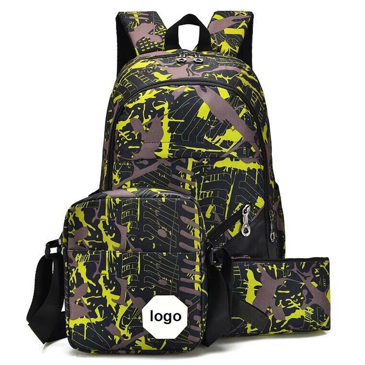 Fashion Camo Schulrucksack-Set mit Umhängetasche und Tasche für Teenager-Mädchen und Jungen, leichte Oxford-College-Schulbüchertasche