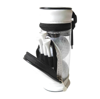 Golfball-Teebeutel aus Leder mit Laufzylinder und transparentem Fenster. Abnehmbarer Golf-Wertbeutel mit Reißverschluss