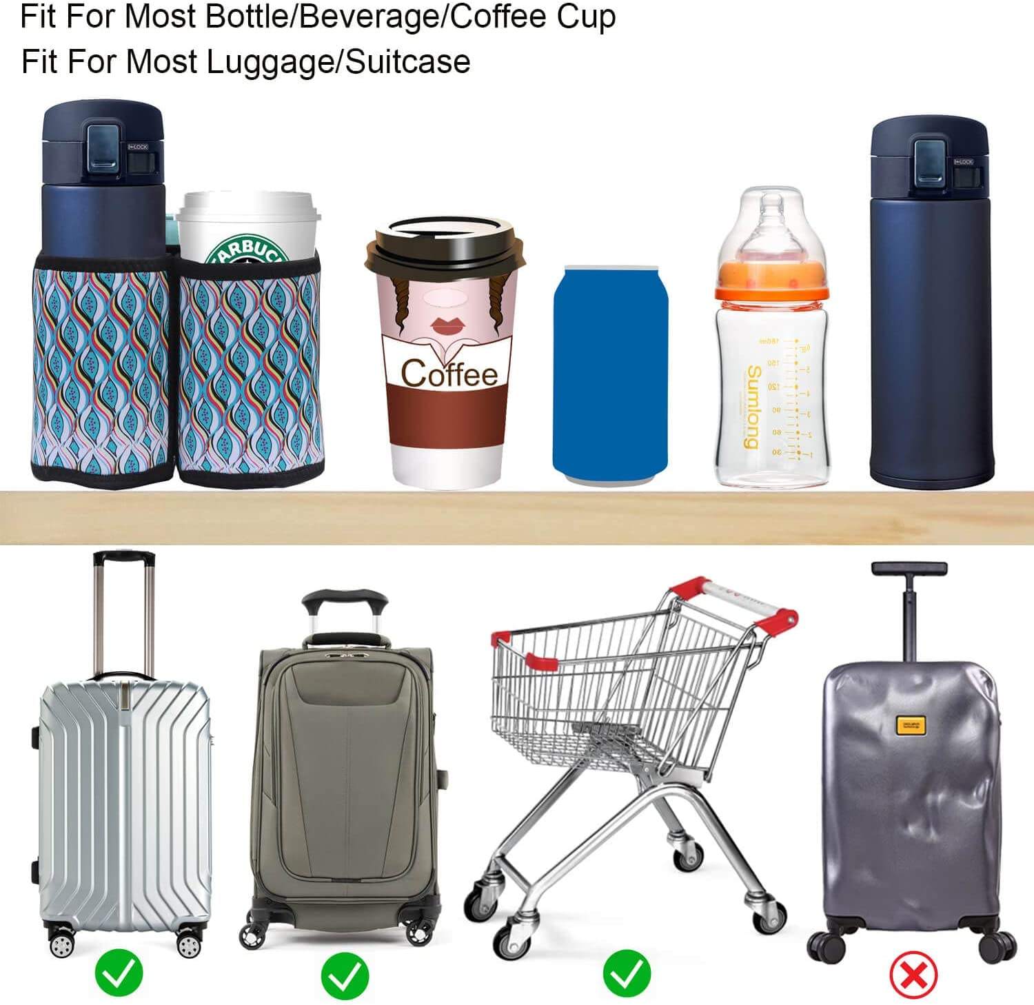 Neue Ankunfts-Gepäck-Reise-Getränkehalter-kundenspezifisches Logo-Handgetränkehalter auf Koffer-einfacher Lagerungs-Reise-Kaffeetasse-Halter-Großverkauf
