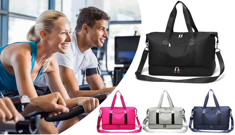 Reisetasche mit mehreren Taschen, zweilagig, Seesack, Fitness-Gymnastiktasche, rosa Seesack für Frauen mit Schuhfach, billige Fabrik
