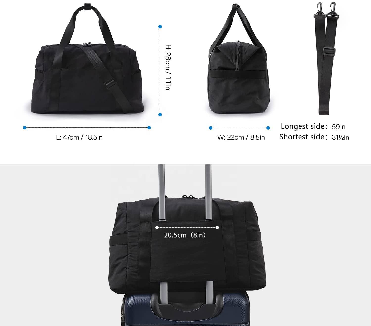 Über Nacht Handgepäck Seesack Sport Gym Koffer Reisetaschen für Unisex