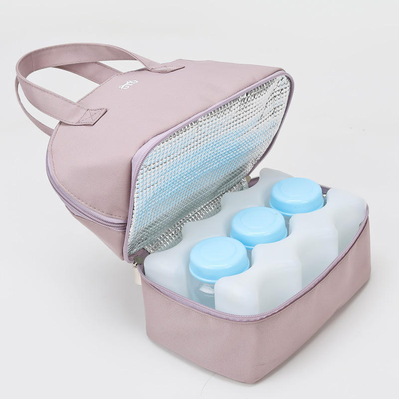 Benutzerdefiniertes Logo Atmungsaktive, doppellagige, leicht zu tragende Eiskühltasche, doppellagige Muttermilchaufbewahrungs-Kühltasche für berufstätige Mütter