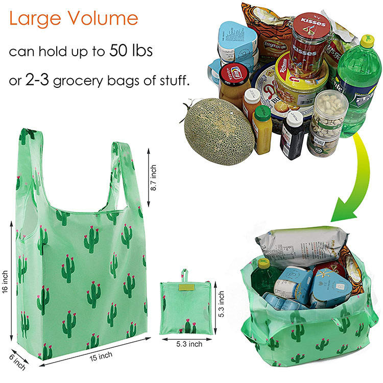 Faltbare, wiederverwendbare Einkaufstaschen, umweltfreundliche, wasserdichte, maschinenwaschbare, leichte Einkaufstaschen aus Ripstop