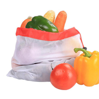 Kundenspezifischer RPET Kordelzug Lebensmitteleinkauf wiederverwendbare kleine Knoblauch-Obst-Netztasche für Gemüse