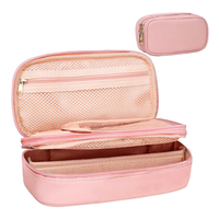 Tragbare, wasserdichte Reise-Kulturtasche, schöne rosa Farbe, Frauen, Make-up-Organizer-Tasche mit Bürstenschlitztaschen