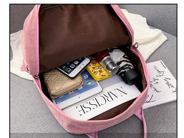 Maßgeschneiderte Studentin Mädchen Wochenendreise Umhängetasche Rucksack für Damen Beige Cord Rucksack plädiert