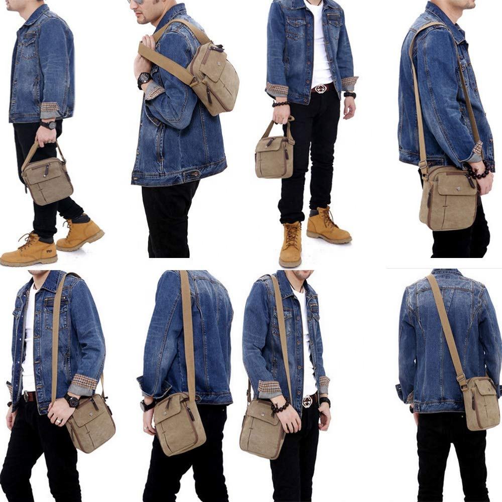 modische Multi-Pocket-Segeltuchjungen kausale Schulter tragen Brusttasche Umhängetasche Männer Messenger Sling Bag