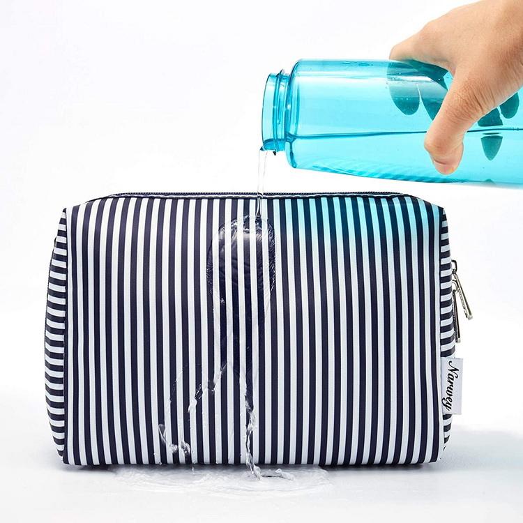 Benutzerdefinierte gestreifte Polyester-Kosmetik-Reisetasche, wasserdichte Herren-Kulturtasche, benutzerdefinierte Make-up-Tasche für Frauen