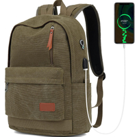 Laptop-Rucksack aus Segeltuch, wasserdichter Schulrucksack mit USB-Lade-College-Rucksack