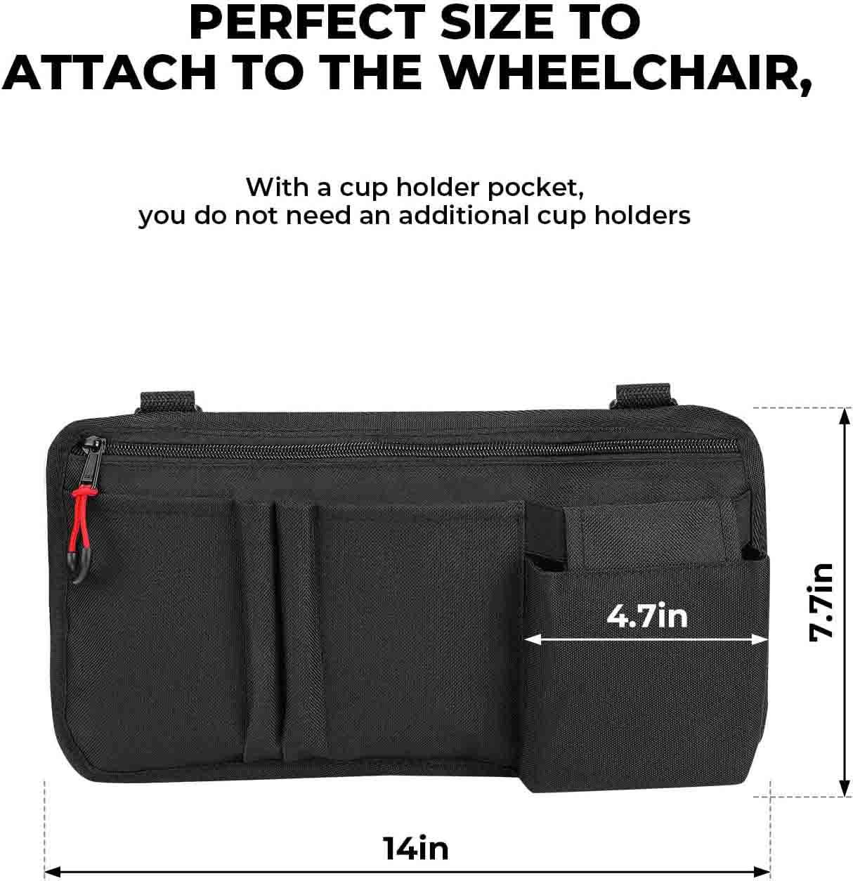 Hochwertige Walker-Tasche mit mehreren Aufbewahrungstaschen. Leichter Organizer für medizinische Stühle. Wasserdichte Rollstuhl-Seitentaschen