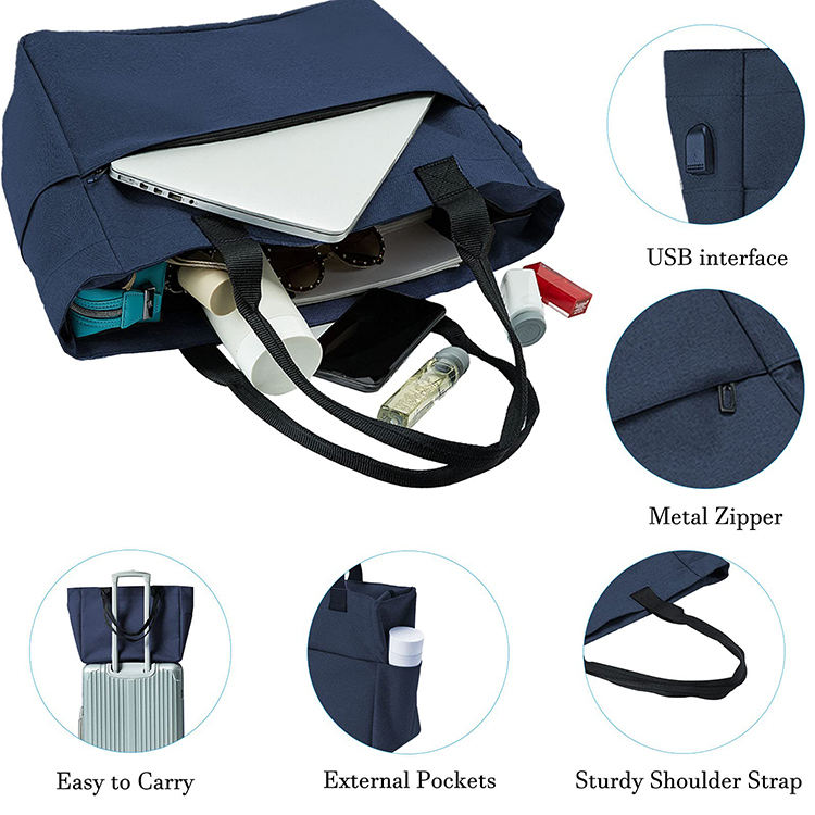 Frauen Arbeit Lehrer Taschen Passt 17'' Laptop Große Oxford Tragetasche Schulter Handtasche Tasche in loser Schüttung für Frau mit USB-Anschluss