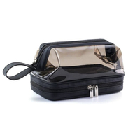 Mode transparente schwarze PVC-Make-up-Tasche wasserabweisende Kosmetik-Aufbewahrungstasche tragbare Kulturtasche