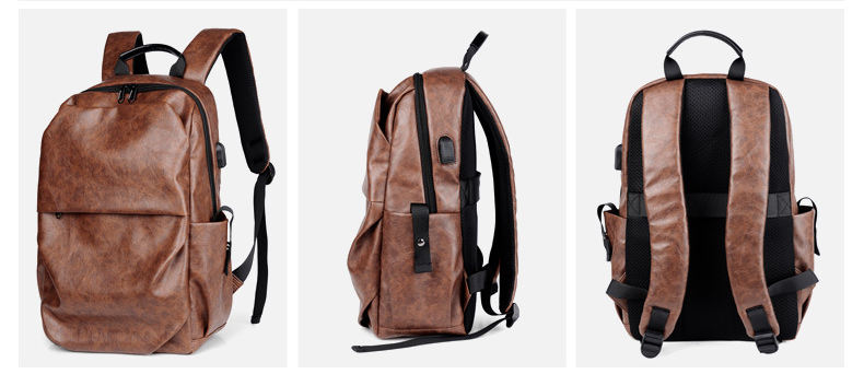 Mode Outdoor Reise PU Leder Laptop Business Tasche Rückentasche für Herren Rucksack Leder Mochila