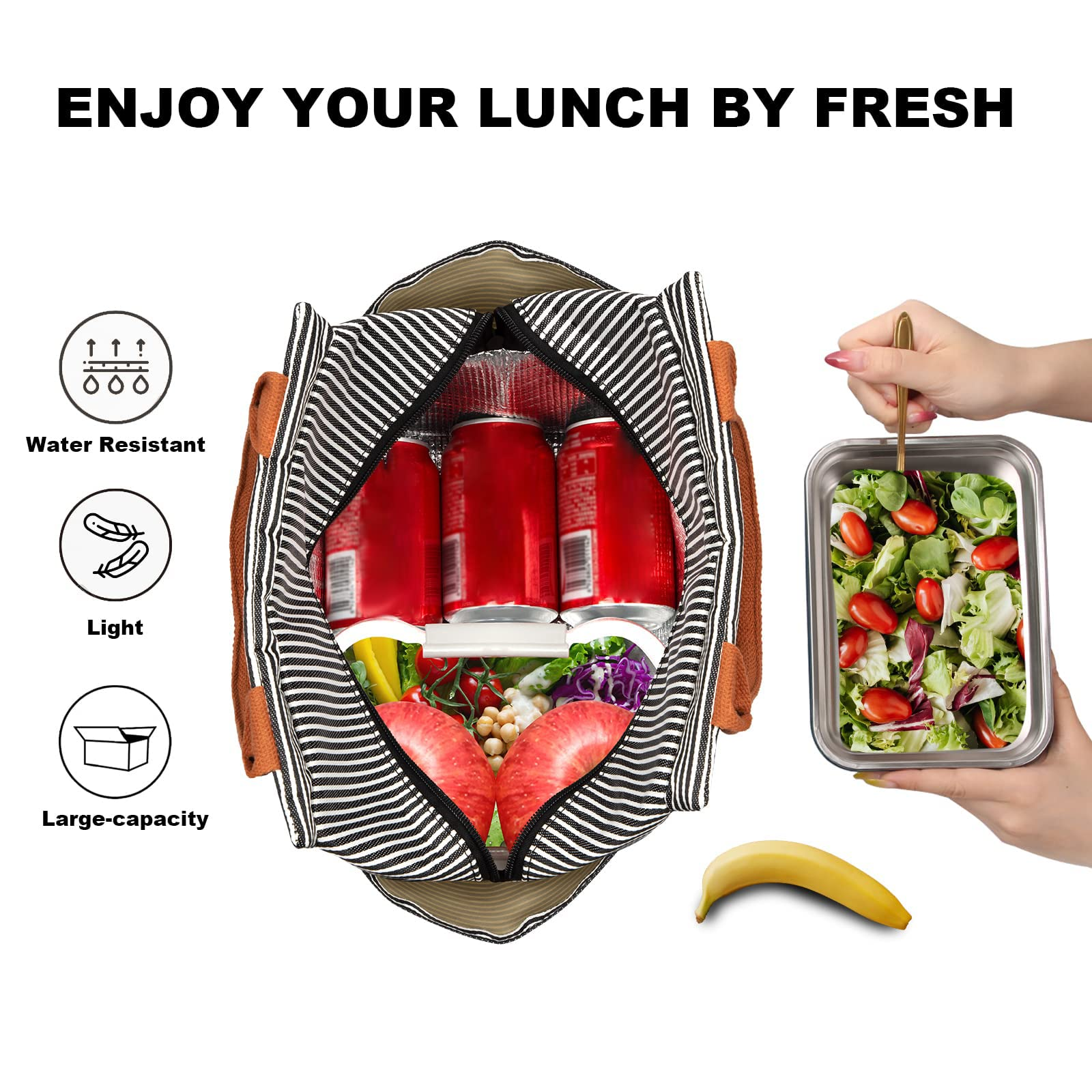 Private Label Damen Isolierte Kühlbox Lunchbox Große wiederverwendbare langlebige Kühltasche für Arbeit, Büro, Reisen, Picknick