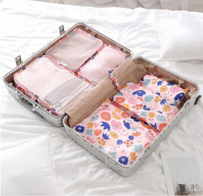 6 Stück Reise-Verpackungswürfel Kompressions-wasserdichte Gepäck-Kleidungs-Verpackungs-Organisatoren für Koffer