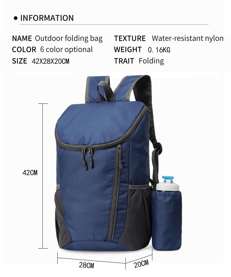 Großer ultraleichter Outdoor-Daypack Luxus-Rucksack Faltbarer Rucksack für Reisen, Sport, Camping, Wandern, Daypack Light