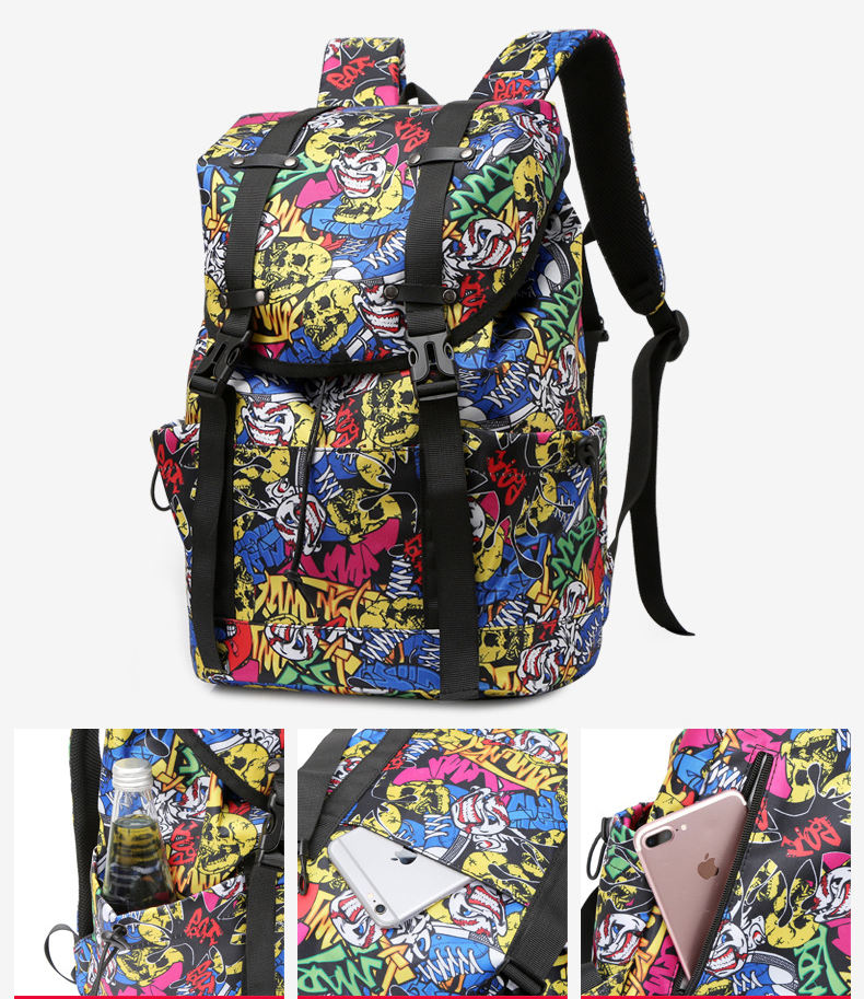 Drucken großer Unisex-cooler Anti-Diebstahl-Rucksack mit Kordelzug für Reisen, College, Freizeit, Buchtasche, Schulrucksäcke für Männer