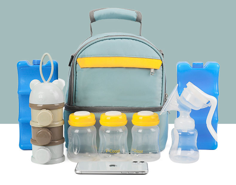 Gefrierschrank, doppellagige Kühltasche für Mittagessen, isoliert, Babyflaschentasche, Rucksack, wiederverwendbar, 6 Flaschen, Muttermilch-Kühltasche