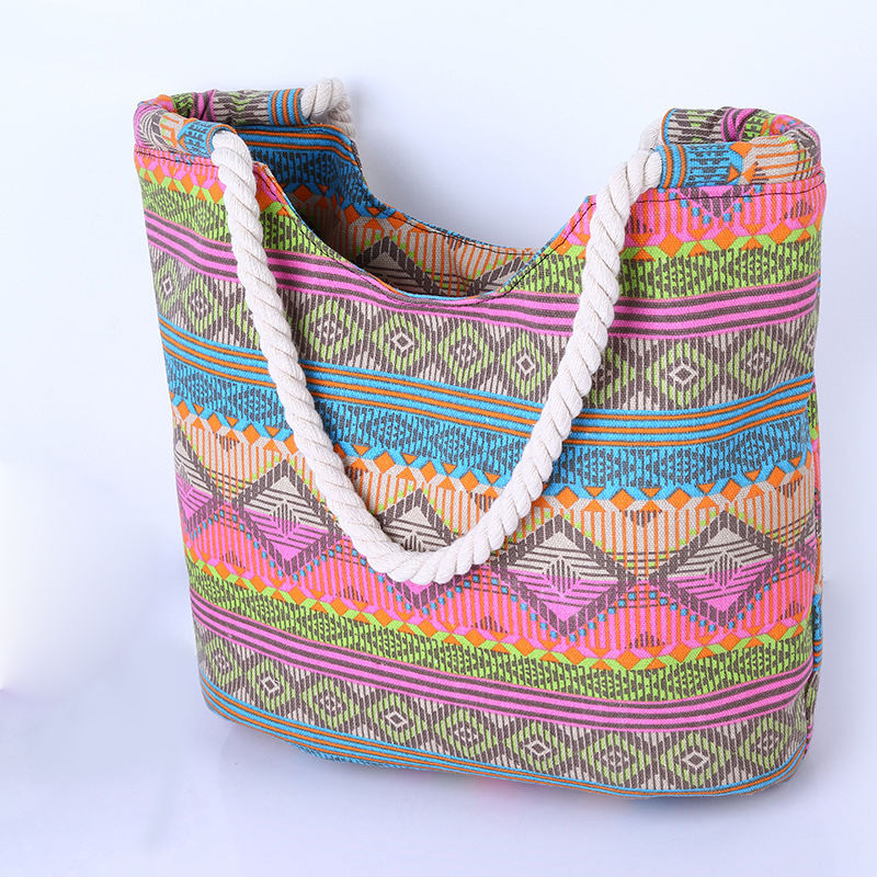 Creative Printing Tote Große Sommer-Baumwollsegeltuch-Strandtasche mit Reißverschluss Designer-Strandtasche Damenhandtasche Strandtasche