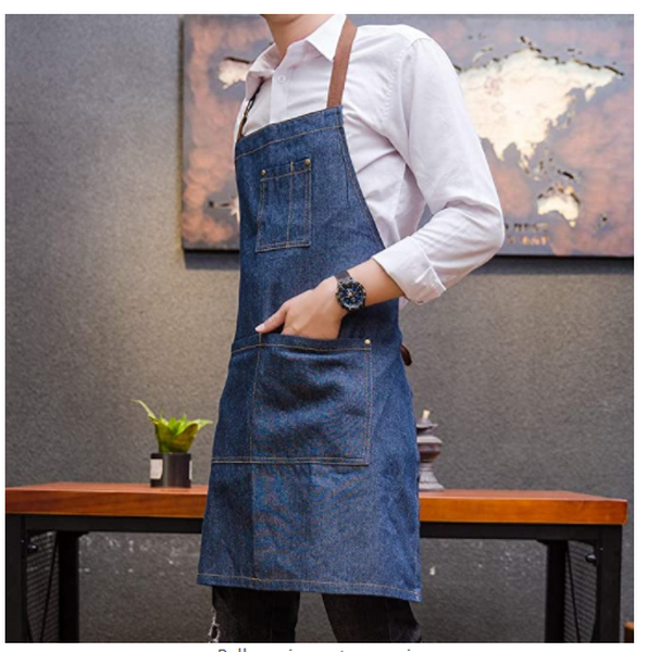 Gro&szlig;handel 100% Baumwolle K&uuml;chenchef Sch&uuml;rze benutzerdefinierte Denim Leinwand Sch&uuml;rze f&uuml;r M&auml;nner / Frauen