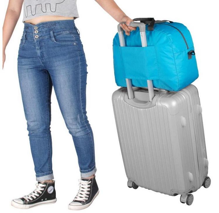 Erweiterbare, zusammenklappbare Sporttasche für Kinder und Erwachsene, faltbare Wochenend-Reisetasche, Blau