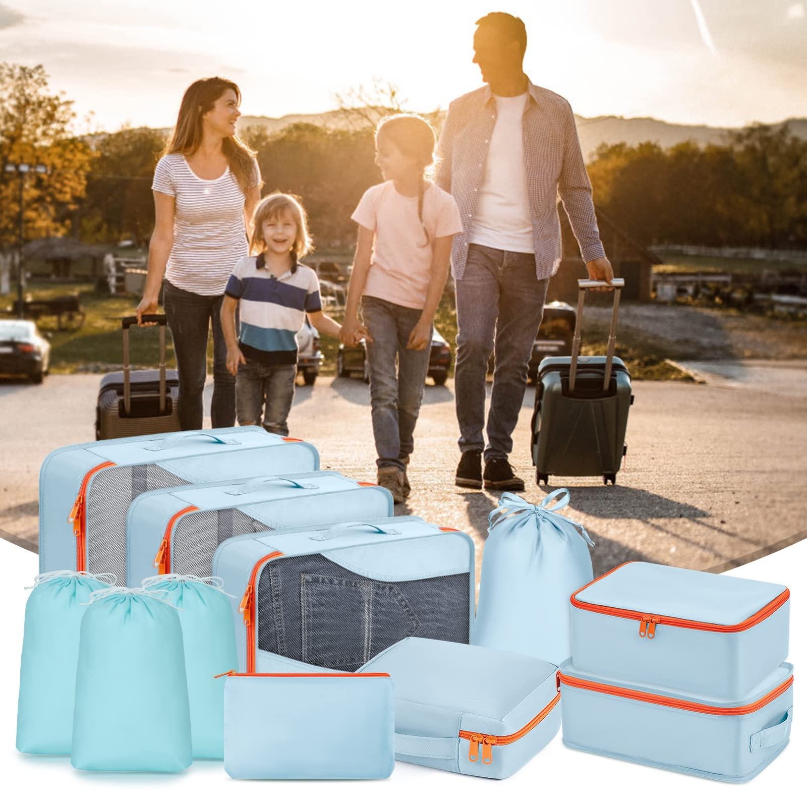 11-teiliges Set, leichtes Reiseschuh-Aufbewahrungszubehör, Organizer-Tasche, Kosmetikverpackungswürfel für Koffer