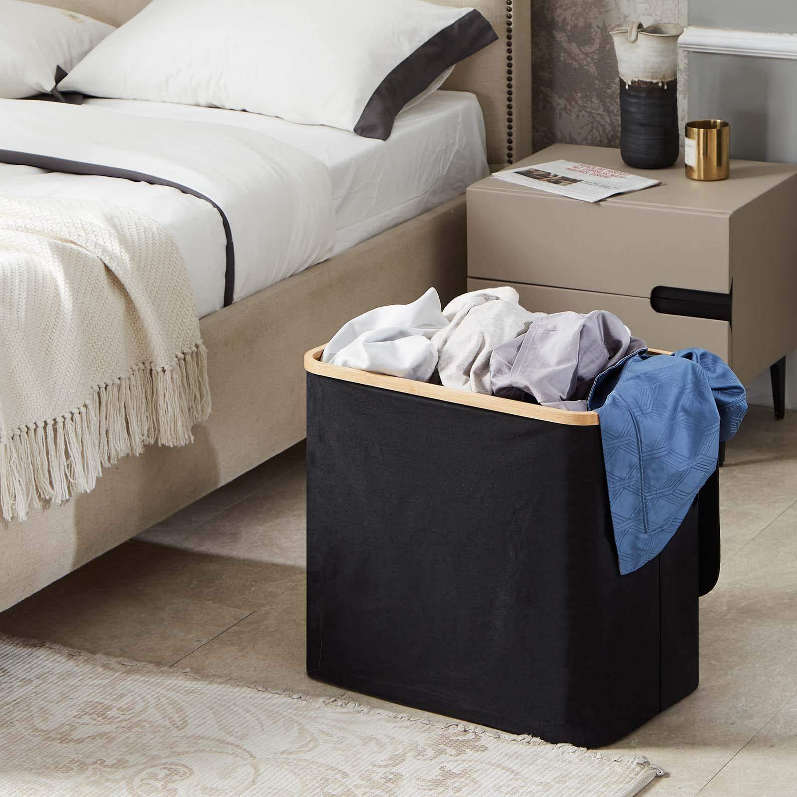 90L Zusammenklappbarer Schmutzwäschekorb Großer Wäschekorb mit Deckel und Griff Faltbarer Aufbewahrungskorb für Schlafzimmer und Badezimmer