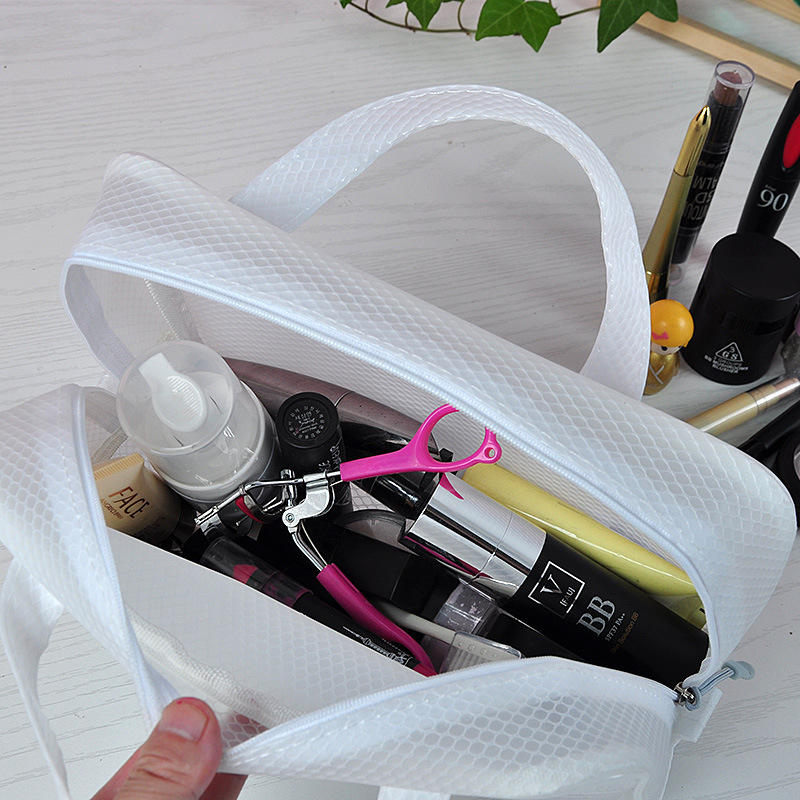 Reise-Kulturbeutel mit benutzerdefiniertem Logo, PVC-Mesh-Make-up-Tasche, wasserdichte transparente Kosmetiktasche