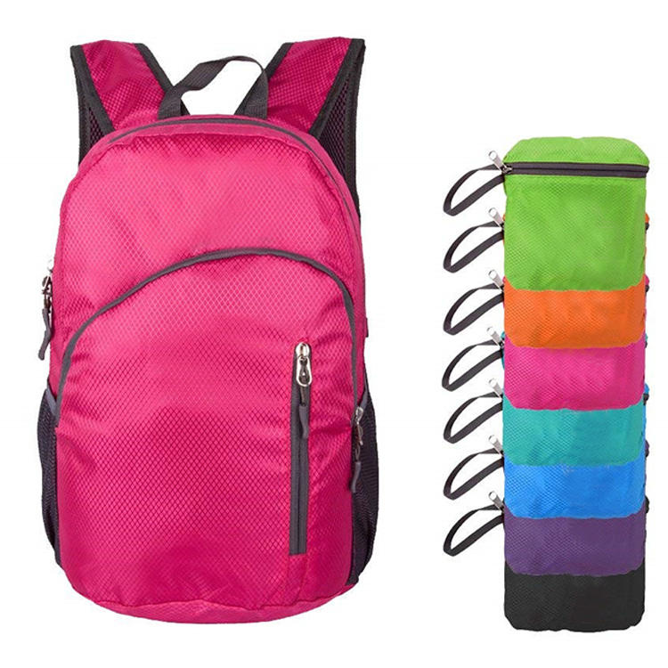 Pinkfarbene, wasserabweisende, lässige Schultasche, faltbarer Outdoor-Sport-Fitness-Gymnastik-Rucksack